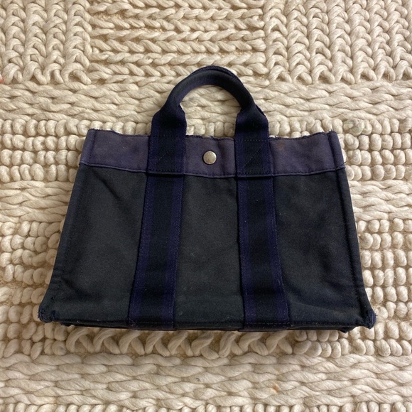 Hermès Fourre-Tout Tote Cotton Canvas Washed Black Navy - Picture 2 of 11